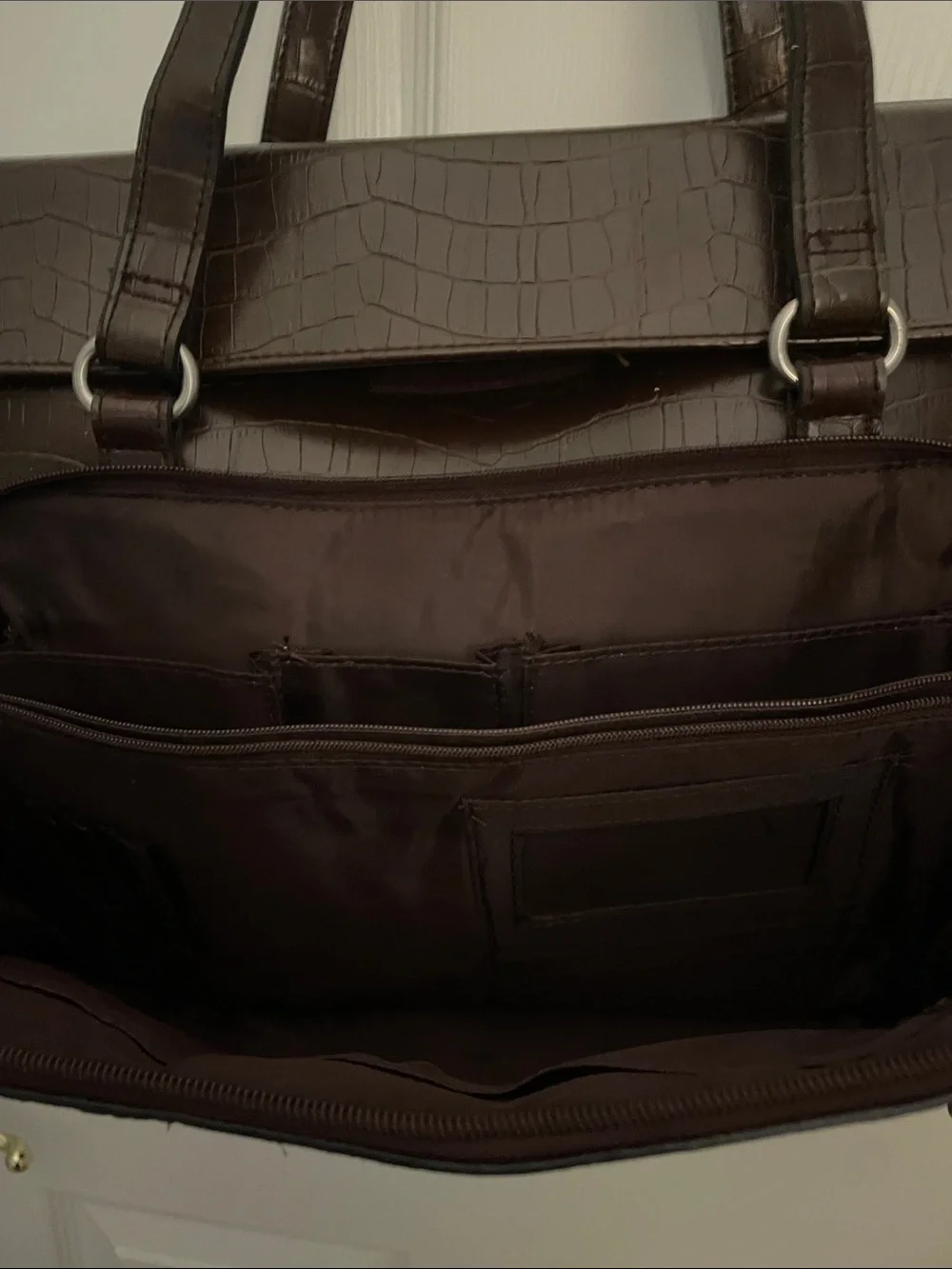 Bueno Women’s Brown Croc-Embossed Work Tote Bag